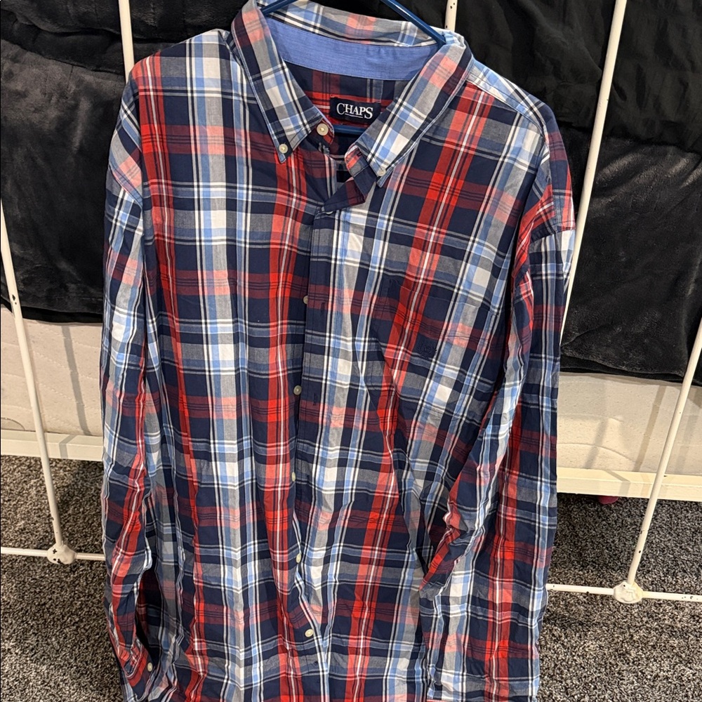 Chaps Red and Blue Plaid Casual Shirt